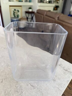 CB2 Clear Square Acrylic Vase / Container wedding decor home 8.5” tall